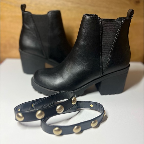 Chunky heel booties Chelsea boot leather - Picture 4 of 5